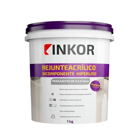 Rejunte Acrílico Bicomponente Premium Hiperliso Inkor Platina Pote 1kg