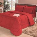 Ver imagem 1 de Kit Edredom Confort Casa Dona Dupla Face Solteiro 4 Pçs com Lençol Vermelho