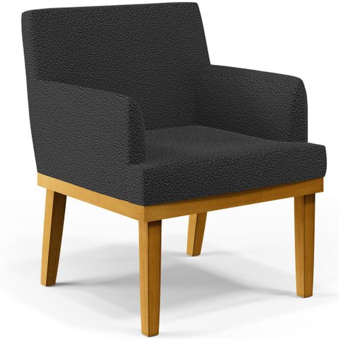 Poltrona Decorativa Para Sala De Estar E Recepção Beatriz W01 Bouclê Preto - Lyam Decor