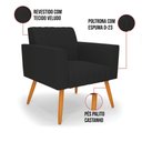 Ver imagem 2 de Kit 2 Poltronas Viena Gomada Veludo Pés Palito Castanho - D’Rossi Cor Preto