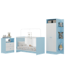 Ver imagem 2 de Jogo de Quarto Infantil Trevalla Móveis Pom Pom 3 Peças - Azul/Branco