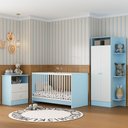 Ver imagem 1 de Jogo de Quarto Infantil Trevalla Móveis Pom Pom 3 Peças - Azul/Branco