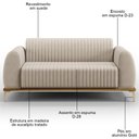 Ver imagem 5 de Sofá 150cm 2 Lugares Base Gold Molino D06 Suede C-309 Bege