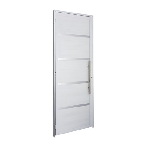 Porta Lambril Branca Direita com Friso e Puxador 2,10 X 0,80