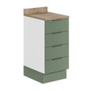 Ver imagem 2 de Balcão 4 Gavetas 40cm com Tampo com Rodapé Ipanema CabeCasa MadeiraOriginals Branco/Verde Folha