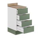 Ver imagem 5 de Balcão 4 Gavetas 40cm com Tampo com Rodapé Ipanema CabeCasa MadeiraOriginals Branco/Verde Folha