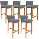 Ver imagem 1 de Kit 05 Banquetas Alta para Cozinha Sala de Jantar Bar Dara L02 Suede Cinza - Lyam Decor