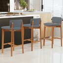 Ver imagem 2 de Kit 05 Banquetas Alta para Cozinha Sala de Jantar Bar Dara L02 Suede Cinza - Lyam Decor