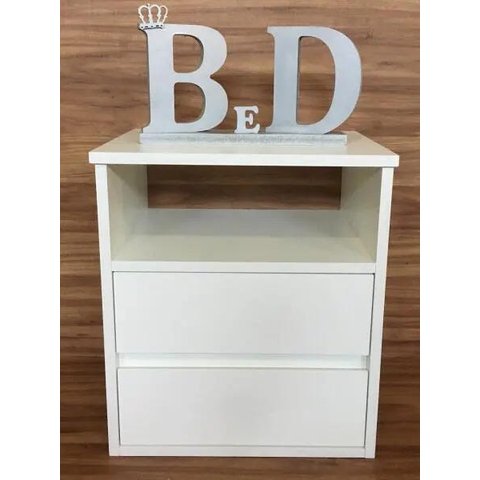 Mesa de Cabeceira Branco Suspenso 1 Unid. 2 Gaveta E Nicho40x45x30