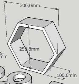 Nicho Hexagonal 1 Unidade Colmeia 30x25x10cm Mdf 15mm - 4