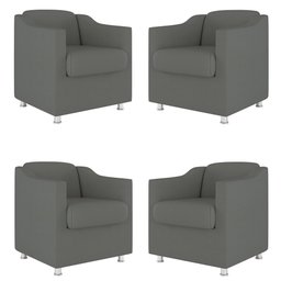 Kit 4 Poltronas Tilla Decorativas Consultório Sala Tecido Suede Cor:Cinza - 1