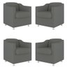 Kit 4 Poltronas Tilla Decorativas Consultório Sala Tecido Suede Cor:Cinza - 1