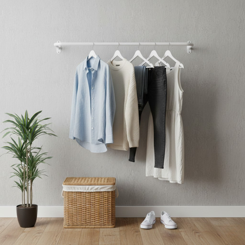 Kit 3 Araras Cabideiros de Parede 80cm Fixos Aço Reforçado Loja Quarto Closet Casa Estilo Moderno