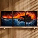 Ver imagem 3 de Kit 3 Quadro Decorativo Violão Musica Instrumentos Fogo Água 28x20cm