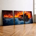 Ver imagem 2 de Kit 3 Quadro Decorativo Violão Musica Instrumentos Fogo Água 28x20cm