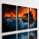 Ver imagem 1 de Kit 3 Quadro Decorativo Violão Musica Instrumentos Fogo Água 28x20cm