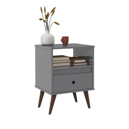 Mesa de Cabeceira Wood NEW Cinza Ofertamo Quarto - 1