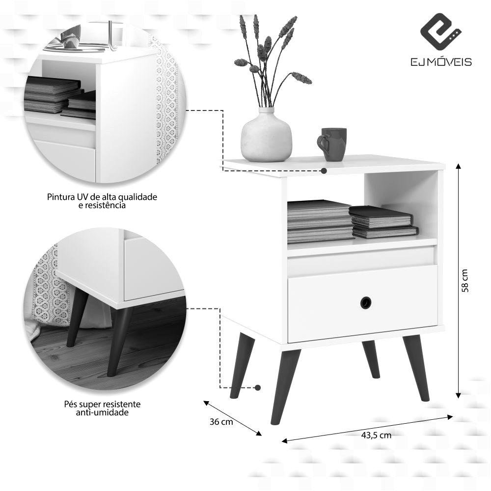 Mesa de Cabeceira Wood NEW Cinza Ofertamo Quarto - 4