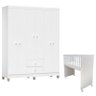 Mini Berço Moisés Alegria com Colchão e Guarda Roupa Ternura Baby 6 Portas Branco Brilho - Incorplac - 1