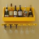 Ver imagem 2 de Porta Taças E Prateleira Adega Para Vinhos Garrafas Bar Amarelo Laca