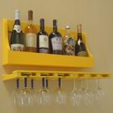 Ver imagem 1 de Porta Taças E Prateleira Adega Para Vinhos Garrafas Bar Amarelo Laca