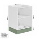 Ver imagem 3 de Balcão 2 Portas 60cm sem Tampo com Rodapé Ipanema CabeCasa MadeiraOriginals Branco/Verde Folha