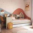 Ver imagem 5 de Cama Solteiro com Cama Auxiliar Escrivaninha e Estante Infantil Juvenil Cor:Carvalho Araguaia