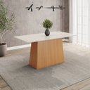 Ver imagem 1 de Mesa de Jantar 6 Lugares 160cm Tampo MDF e Vidro Canto Reto Dora