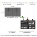 Ver imagem 4 de Aparador Buffet 4 Portas com Pés Quadrados Viena Multimóveis V3607 Grafite/Branco