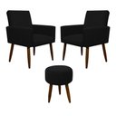 Ver imagem 1 de Kit 2 Poltronas e Puff Sala e Quarto Nina Suede Herrero Cor:preto