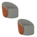 Ver imagem 2 de Poltrona Sala Orgânica Kit 2 Lua Fixa Sintético Pu Nozes/linho D03 - D’Rossi