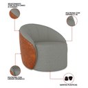 Ver imagem 3 de Poltrona Sala Orgânica Kit 2 Lua Fixa Sintético Pu Nozes/linho D03 - D’Rossi