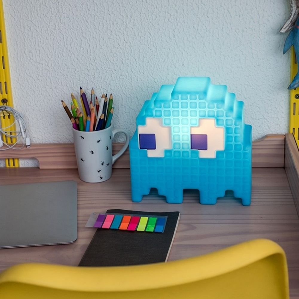 Luminária Fantasminha Inky Azul Personagem Jogo Eletrônico Vídeo Game Pac-Man Presente Criativo Geek - 5