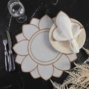 Ver imagem 1 de Jogo de Guardanapos Sousplat Americano 12 Peças Bordado Decorativo - Girassol Premium Marfim