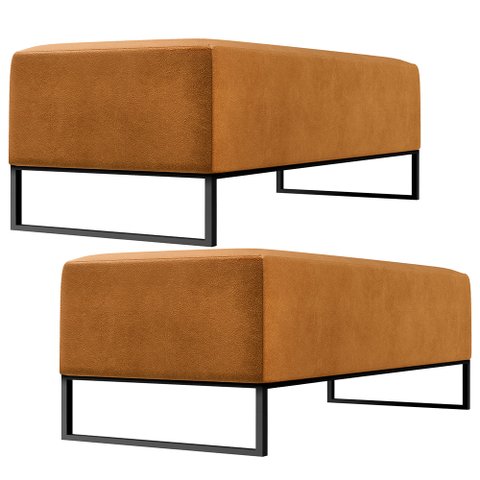 Kit 02 Puffs Decorativo Sala de Estar Bali W01 Base Ferro 120x50 cm Couríssimo Whisky - Lyam Decor