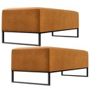 Ver imagem 1 de Kit 02 Puffs Decorativo Sala de Estar Bali W01 Base Ferro 120x50 cm Couríssimo Whisky - Lyam Decor