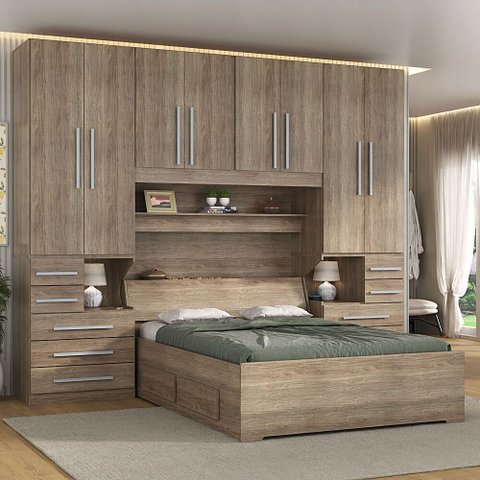 Guarda Roupa de Casal com Cama Embutida 1223 Castanho