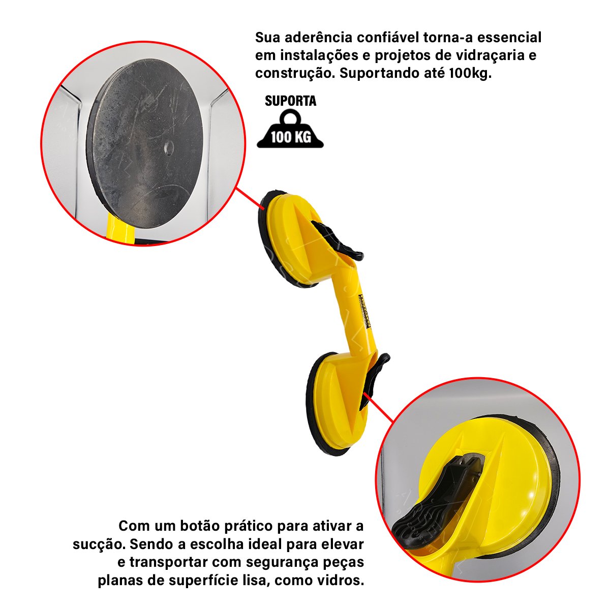 Ventosa Dupla para Vidros e Superfícies Lisas - 4