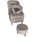 Ver imagem 1 de Kit Amamentação Liz Pé Poltrona, Puff e Almofada Suede Bege - Dominic Decor