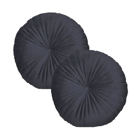 2 Almofadas Redondas Rendy em Veludo 40 Cm Cor:cinza Chumbo