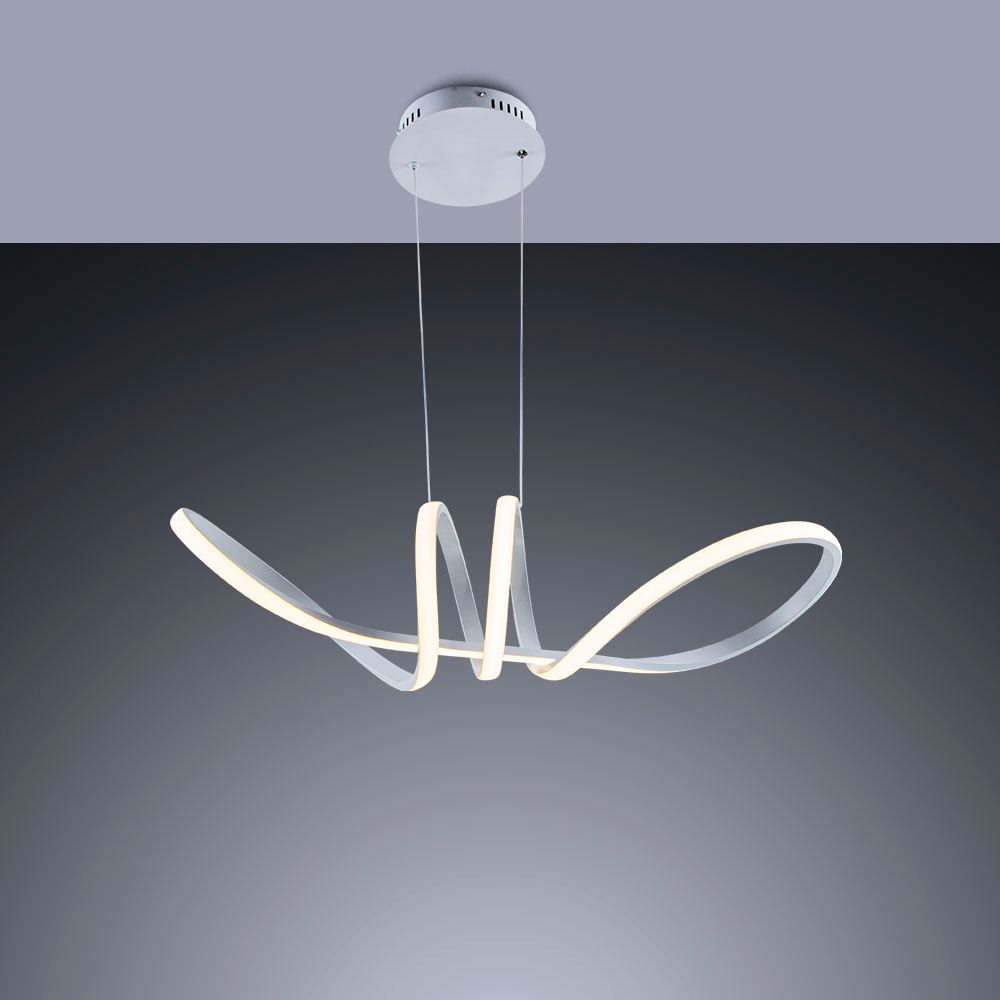 Lustre Pendente Desing Moderno Led Integrado Curvas 42w M2 Sala Quarto Cozinha Bivolt:branco - Luz B - 2