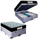 Ver imagem 1 de Cama Box Baú Queen Bipartido Suede + Colchão Molas Ensacadas Sereneprime Sonnolux 158x198x69 Cinza