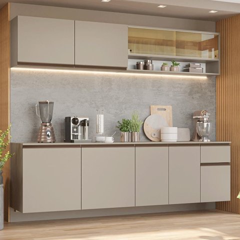 Armário de Cozinha Completa 240cm Suspenso Nice Madesa 05