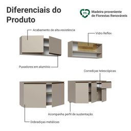 Armário de Cozinha Completa 240cm Suspenso Nice Madesa 05 - 4