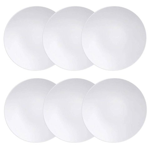 Conjunto 6 Pratos de Sobremesa Porcelana Tramontina Branco 21cm Cupê Sophia