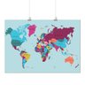 Pôster - Mapa Mundi Colorido - 21x29cm - 1