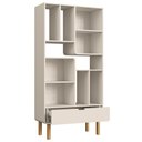 Ver imagem 5 de Estante Livreiro 90cm 1 Gaveta Pé Madeira Luara Off White A10 - Mpozenato