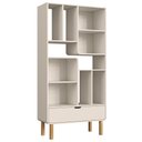 Ver imagem 2 de Estante Livreiro 90cm 1 Gaveta Pé Madeira Luara Off White A10 - Mpozenato