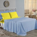 Ver imagem 1 de Jogo de Cama Casal Viúva Nobre 4 Peças Malha 100% Algodão - Azul-bebê / Amarelo