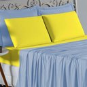 Ver imagem 2 de Jogo de Cama Casal Viúva Nobre 4 Peças Malha 100% Algodão - Azul-bebê / Amarelo